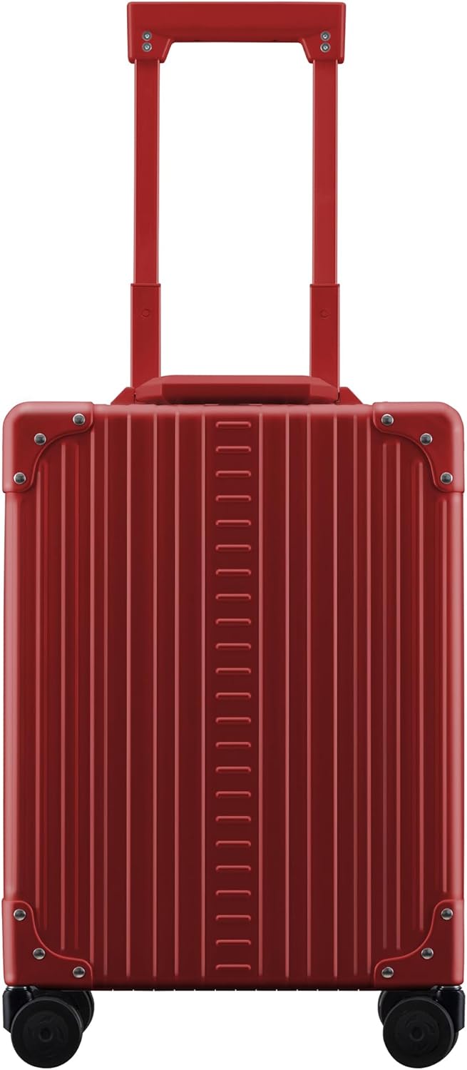 Aleon All Aluminum Lightweight 20" Business Laptop Briefcase - Vertical Open Carry-On, TSA Approved Suitcase, Four 360° spinner wheels, Compartment, Hard Side Cabin Bag for Travel & Business (Ruby)