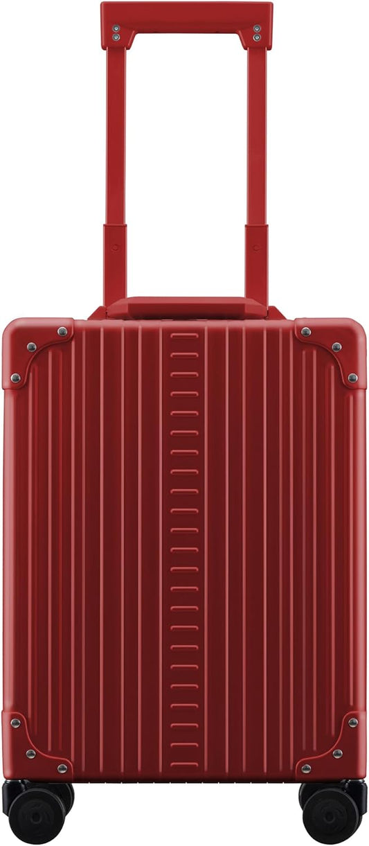Aleon All Aluminum Lightweight 20" Business Laptop Briefcase - Vertical Open Carry-On, TSA Approved Suitcase, Four 360° spinner wheels, Compartment, Hard Side Cabin Bag for Travel & Business (Ruby)