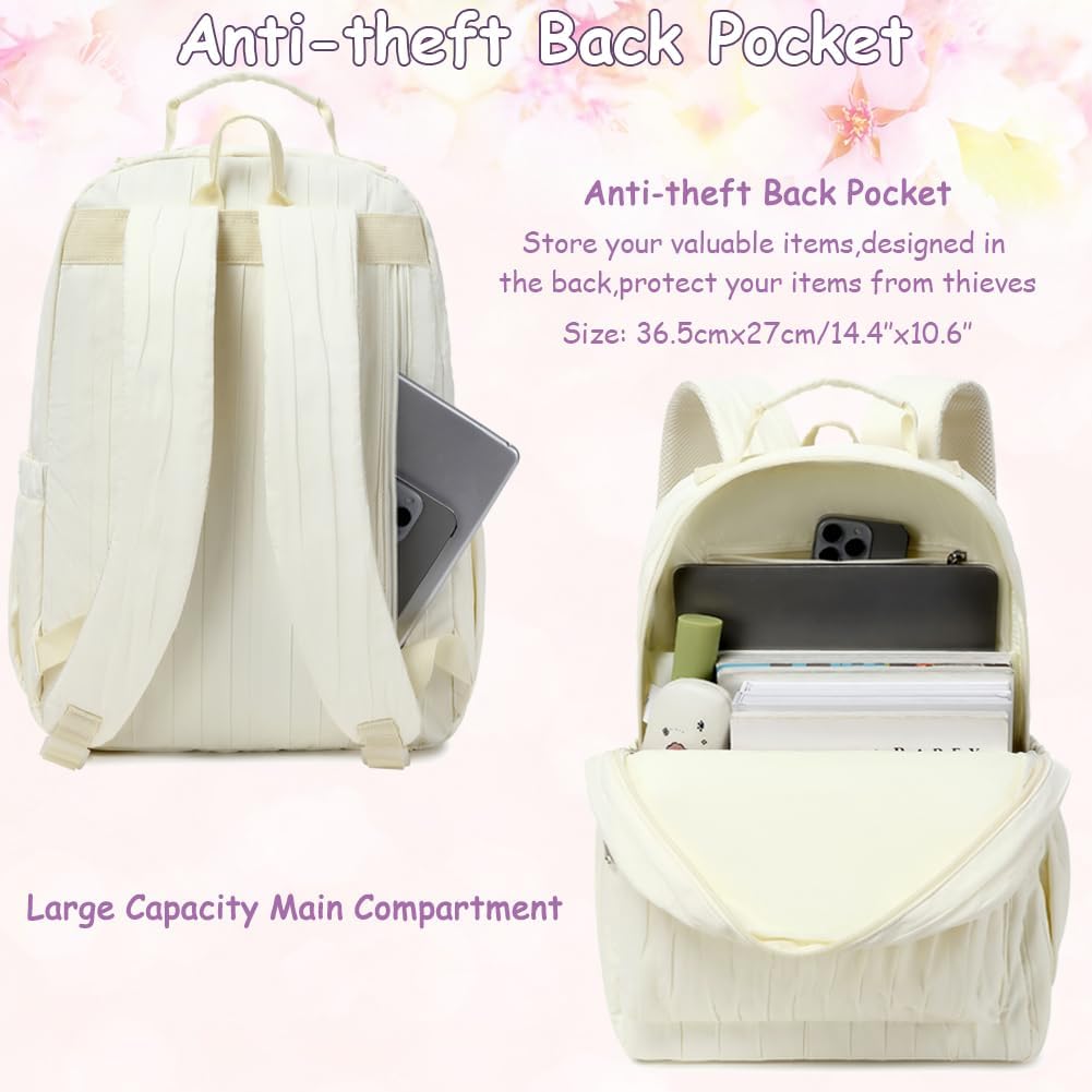 School Backpack for Girls Large Capacity Bookbag for Kids Teens School Bags for Primary Middle School College Daypack with Anti Theft Back Pocket