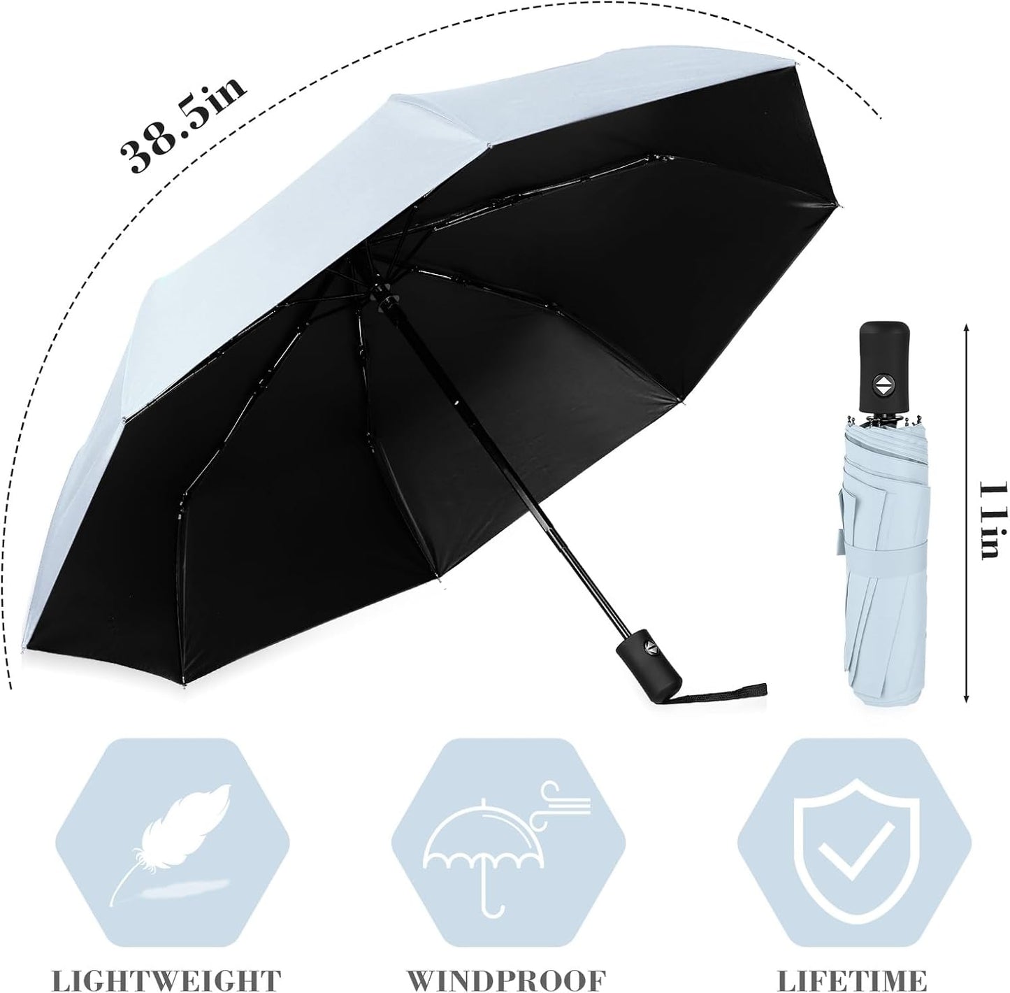 Jexine 6 Pcs Travel Compact Umbrella Automatic Open Close Windproof Small Light Backpack Purse Car Portable Collapsible Umbrella for Rain, Men Women