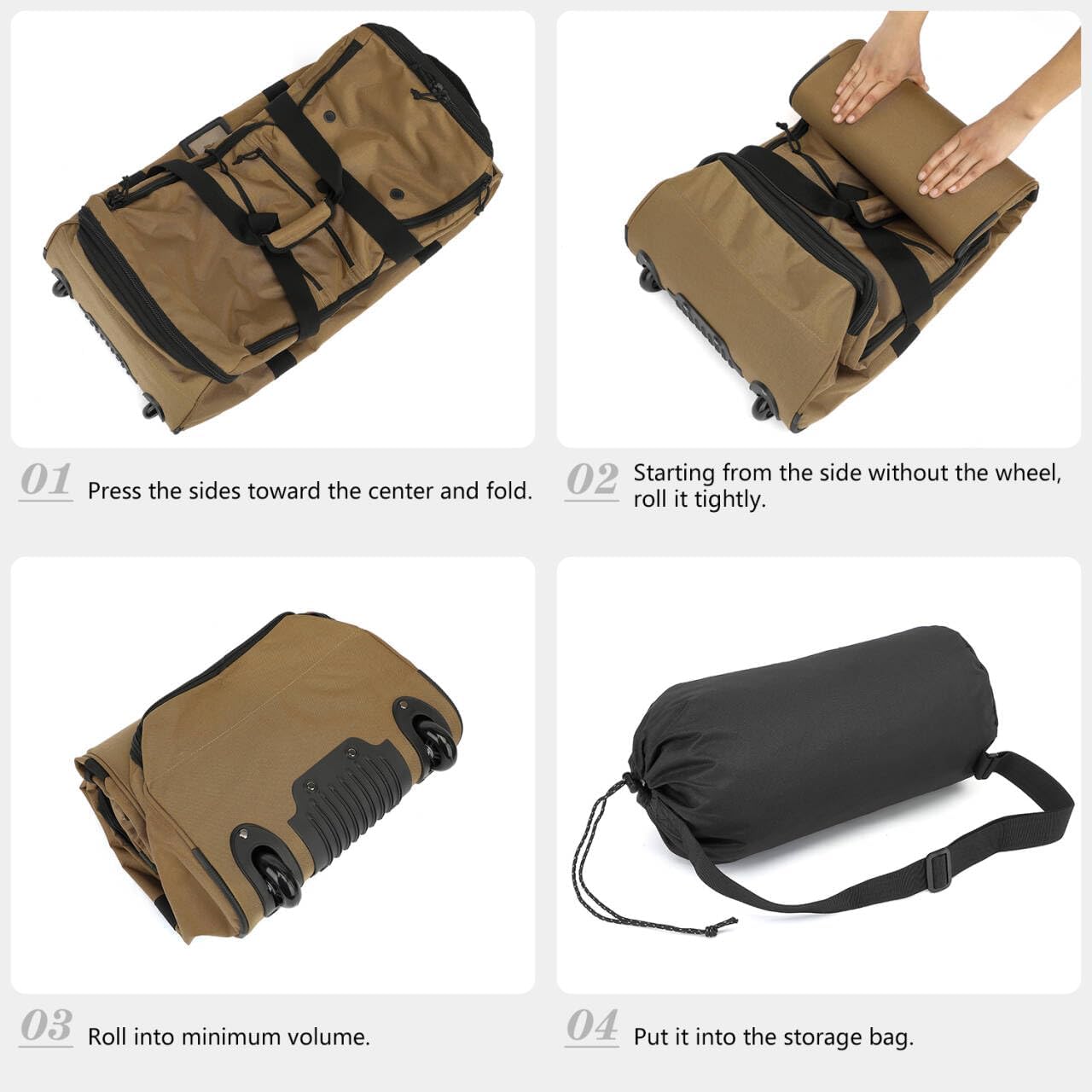 Extra Large Rolling Travel Duffle Bag with Wheels Shoes Compartment Wet Pocket 85-100L Big Expandable Duffel Bag for Men Women Heavy Duty Foldable Collapsible Luggage Camping, Brown