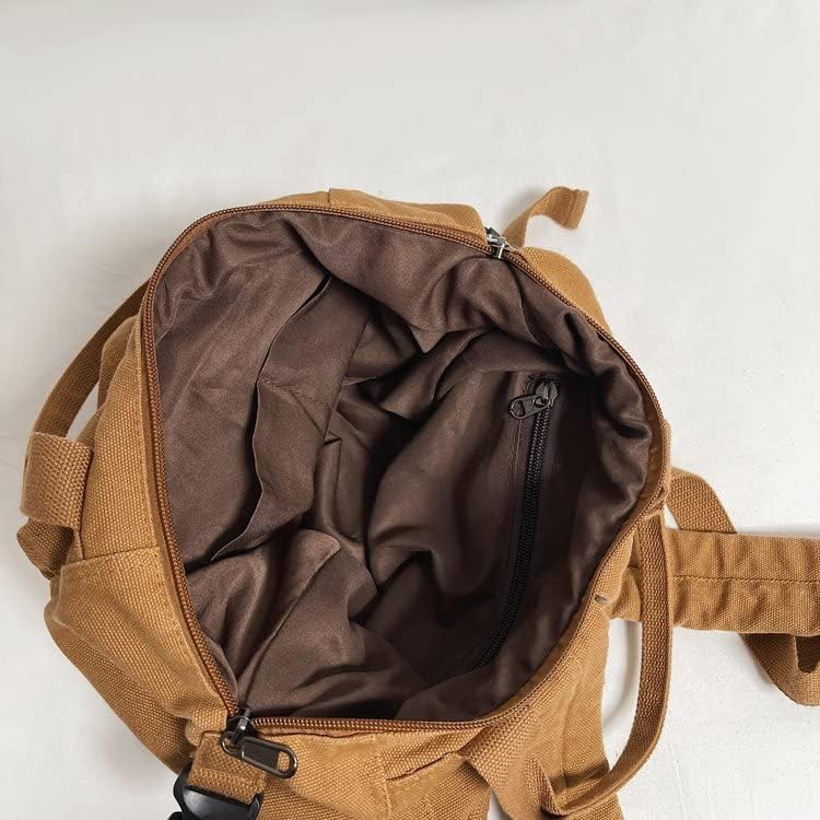 Small Boho Canvas Backpack for Women Vintage Style Outdoor Travel Bag Casual Daypack Grunge