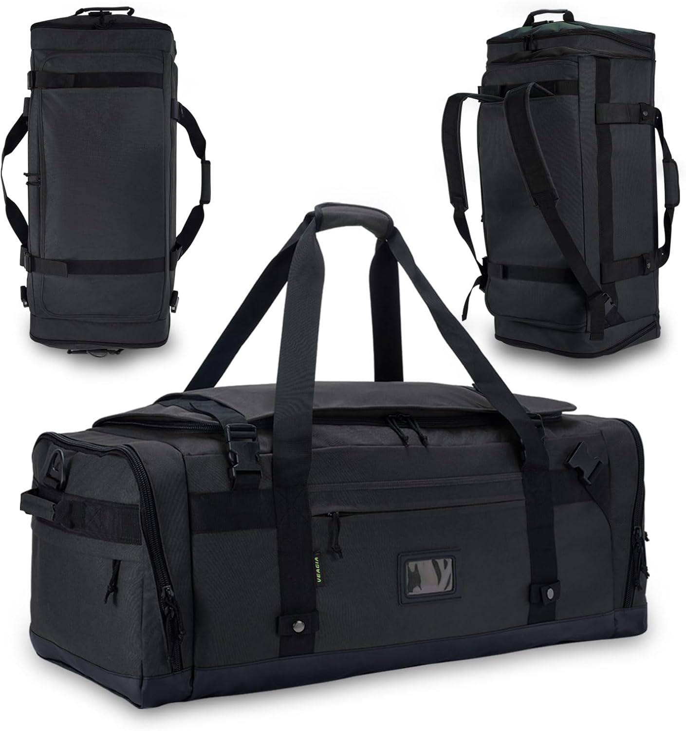 Large Duffle Bag for Travel - Men & Women, Foldable Gym Duffle Backpack, Heavy Duty Tactical Military Canvas Duffel Bags, Extra Big Carry On with Shoe Pockets, Waterproof (80L/103L)