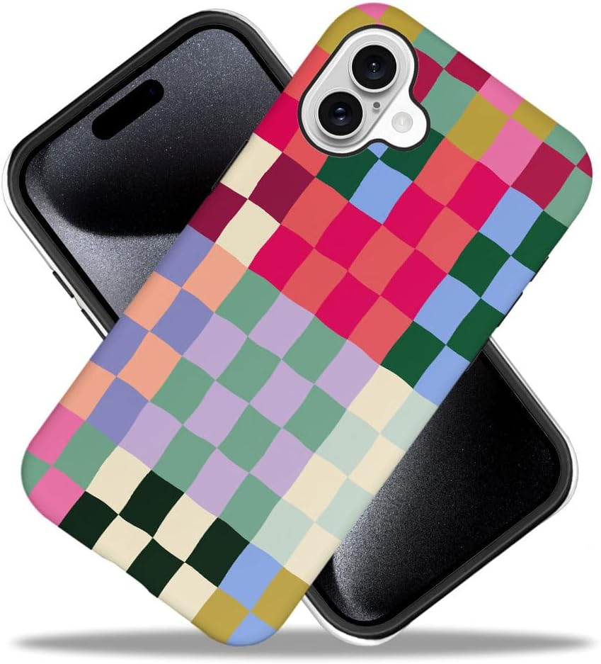 SEized Case Compatible with for iPhone 16 Plus,Colorful Checkerboard Phone Case for Girl Women Boy Men,Durable Protection Phone Case for iPhone 16 Plus