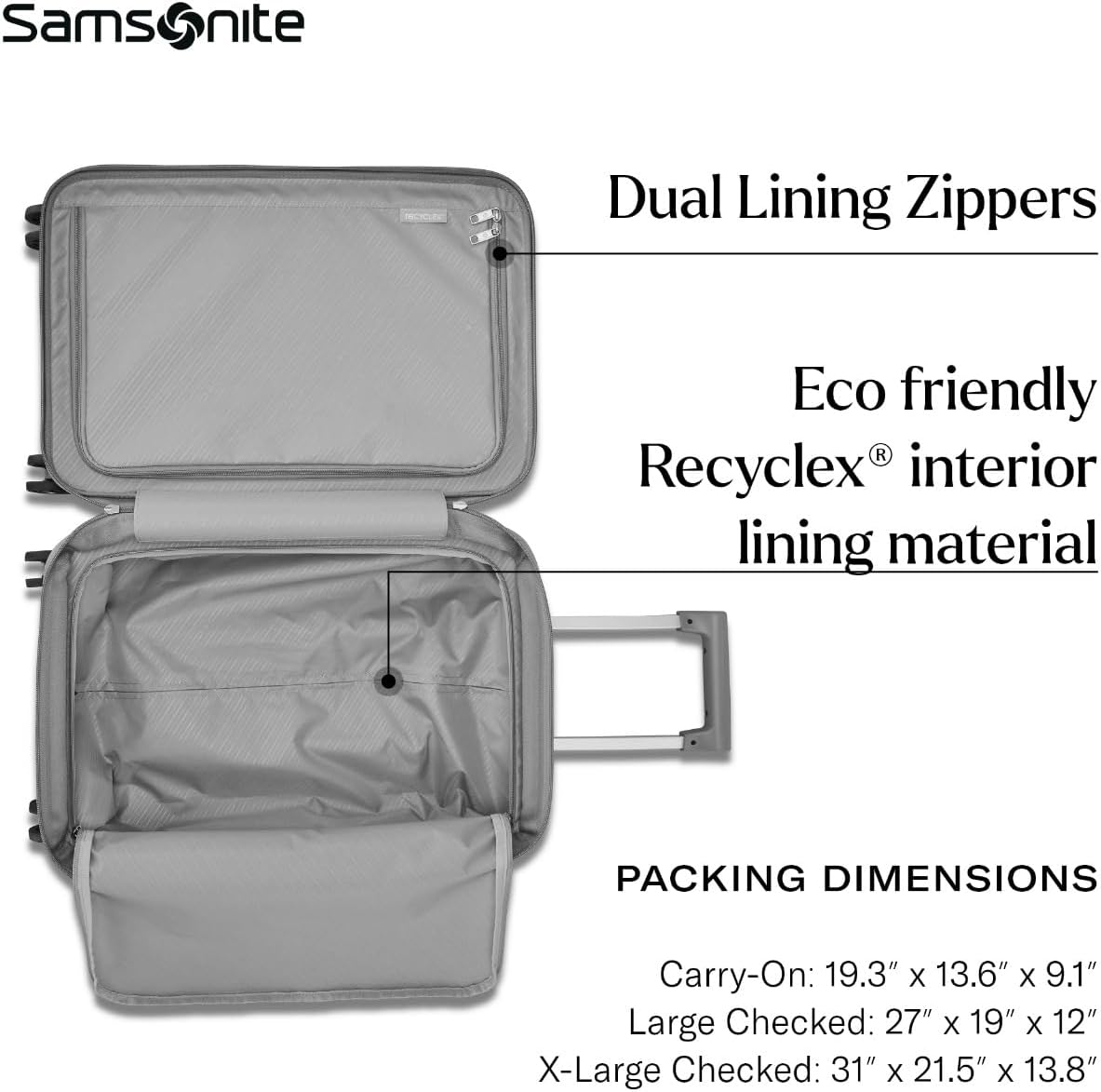 Samsonite UpLIFT Carry-On Hardside Luggage with Spinner Wheels - Airline-Approved, TSA Lock, Adjustable Handle System - Polycarbonate Hard Suitcase for Ultra Lightweight Travel - Silver Shimmy