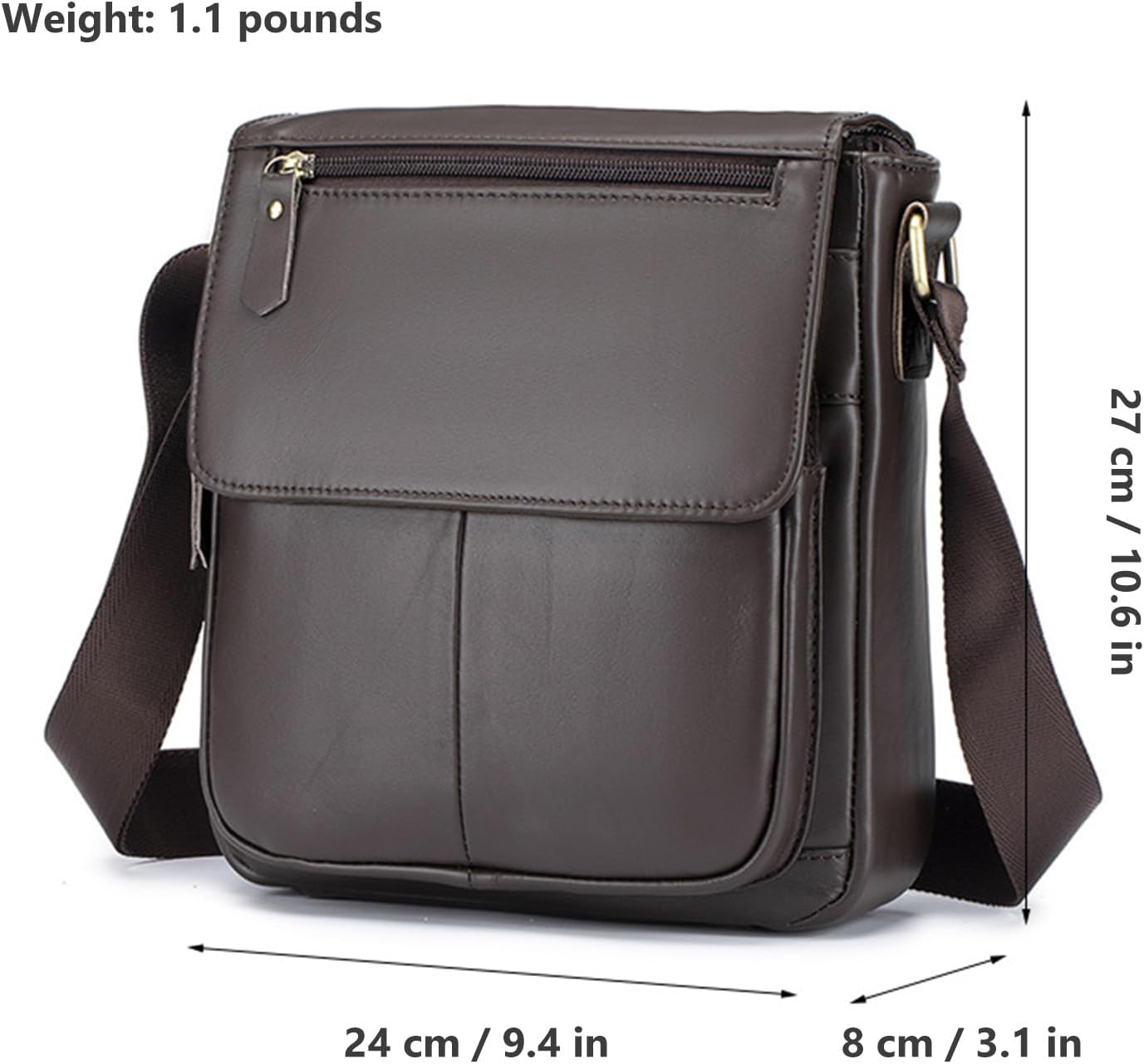 Genuine Leather Messenger Crossbody Shoulder Bag for Men, Man Purse Satchel Travel Handbag Work Business
