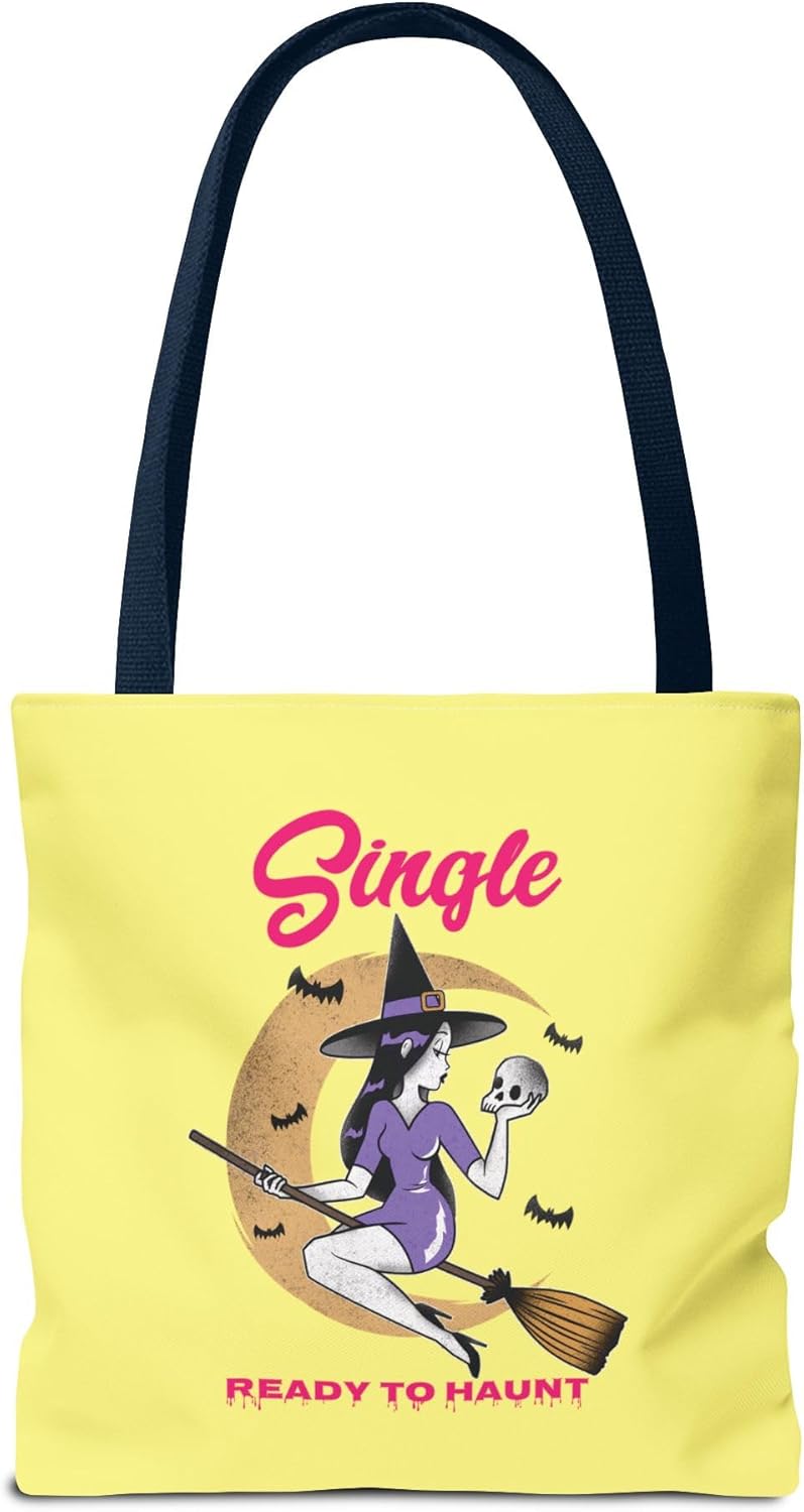 Single and Ready to Haunt Tote Bag, Halloween Tote for Singles, Witchy Accessories, Breakup Gift