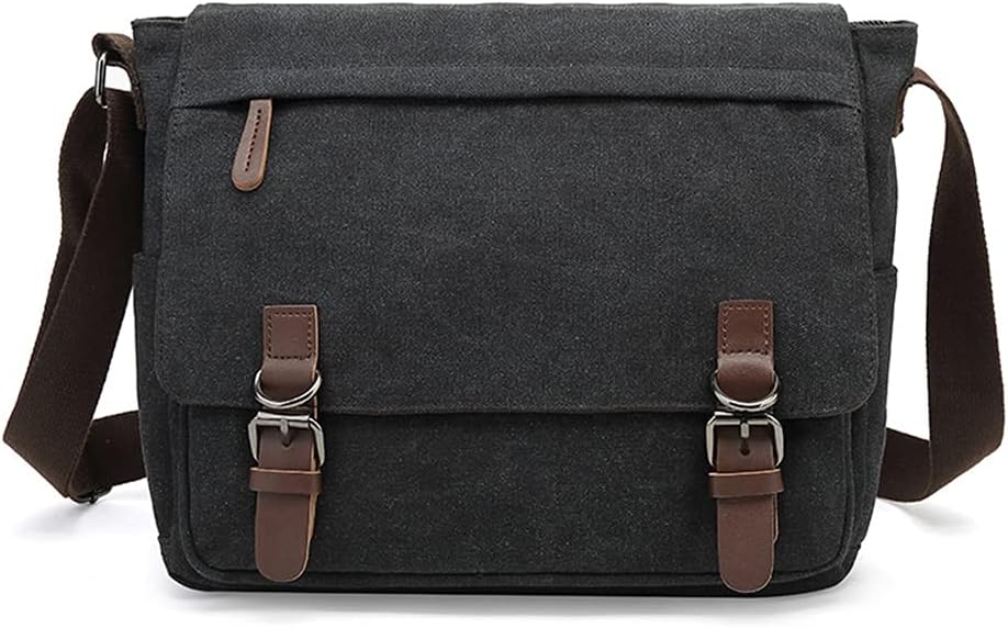 Sechunk Canvas Vintage Messenger Bag Shoulder bag Leather Large Travel Crossbody bags for men women