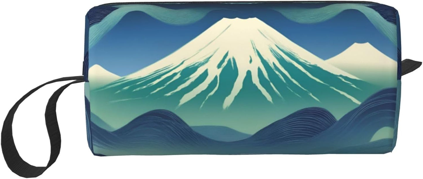 Mount Fuji Landscape Makeup Bag Small Compact & Durable Travel Cosmetic Bag Organizer Oxford Fabric Impact-Resistant Multi-Purpose Storage Perfect for Travel, Gym, Daily Use