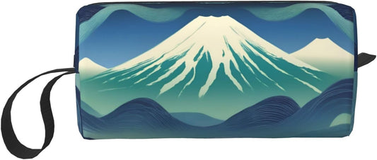Mount Fuji Landscape Makeup Bag Small Compact & Durable Travel Cosmetic Bag Organizer Oxford Fabric Impact-Resistant Multi-Purpose Storage Perfect for Travel, Gym, Daily Use