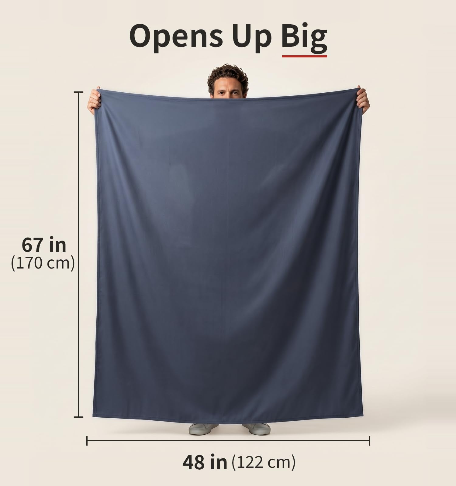 Litume Compact Travel Blanket for Airplane, Velvet, Dark Blue Gray