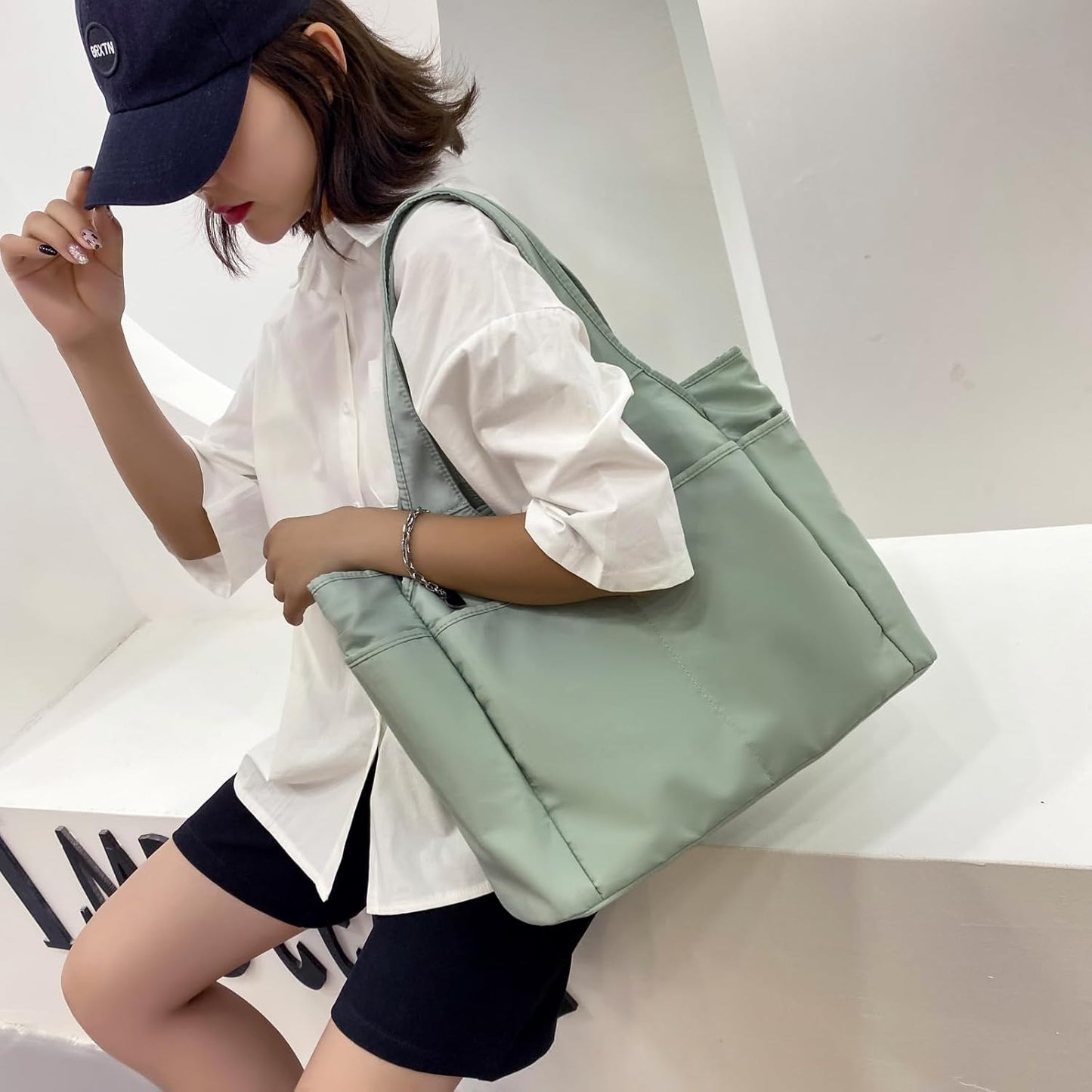 SOYMWIN Tote Bag for Women,Large Tote Bag with Compartments and Multiple Pockets,Quilted Shoulder Bag for Travel Work Sports