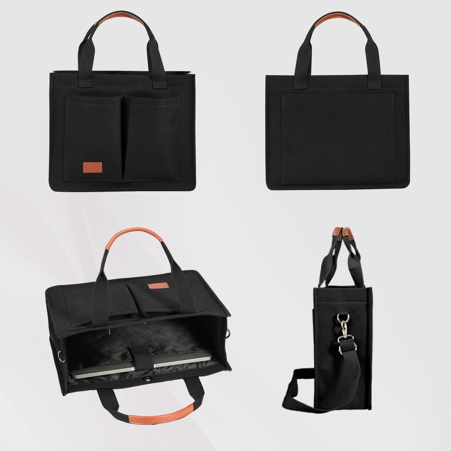 Voova Large Canvas Tote Bag for Women, Womens Laptop Work Bags Crossbody Purse Handbag Shoulder Travel Messenger Totes