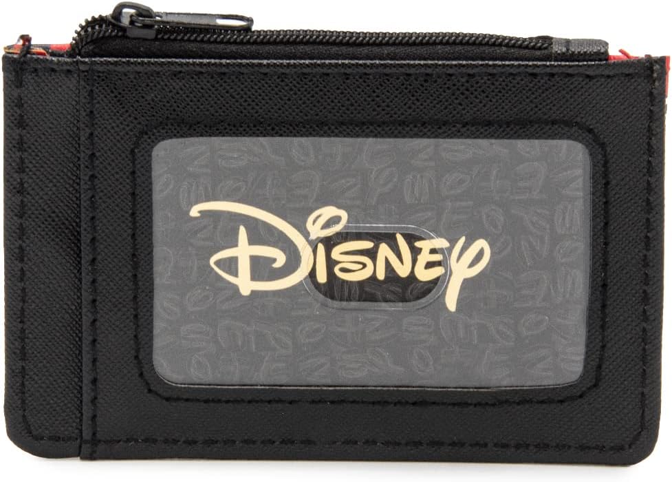 Buckle-Down Women's Wallet ID/Card Holder-Mickey Mouse Smiling Expression Monogram Red, 4.5" x 3.0"