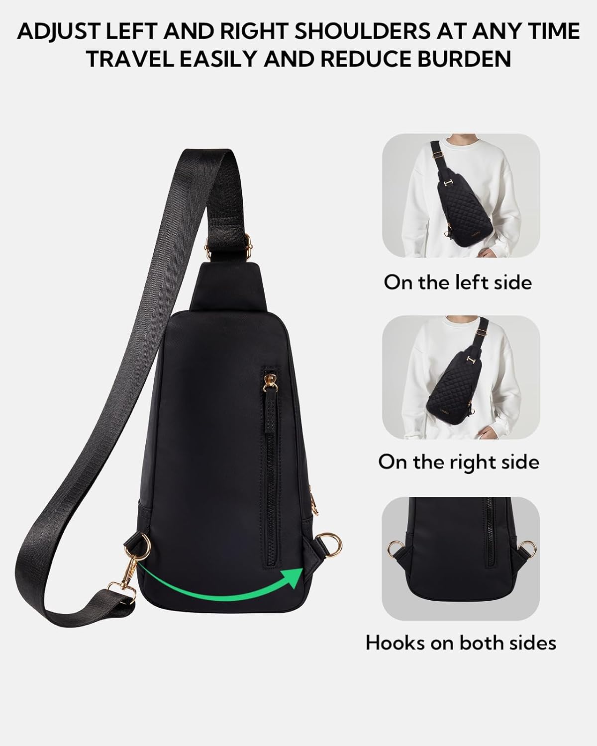 WATERFLY Small Crossbody Sling Backpack: Fashion Chest Crossbody Bag for Women Men Anti Theft Stylish Casual Daypack Trendy Travel Bags-Black
