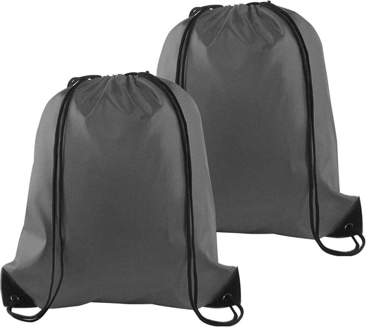 PLULON 2Pcs Drawstring Bags Bulk Gray Drawstring Backpack String Backpack Cinch Sack Sport Gym Backpack Bags for Yoga Traveling Outdoor Sports
