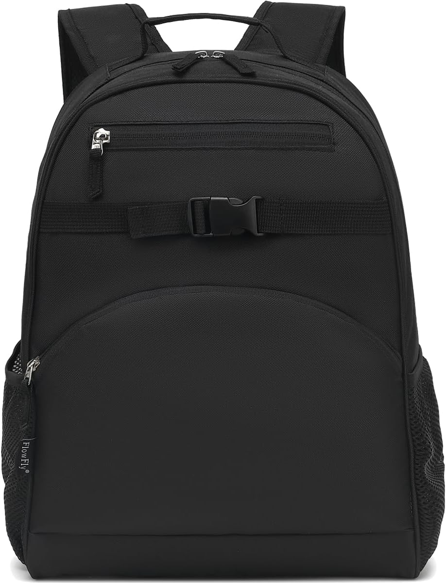 FlowFly Kids Backpack for Toddler Boys Girls, Simple Lightweight Bookbag for Daycare Kindergarten Elementary School Travel, Small Modern Bag (Large, Black)