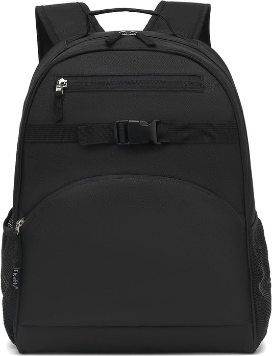 FlowFly Kids Backpack for Toddler Boys Girls, Simple Lightweight Bookbag for Daycare Kindergarten Elementary School Travel, Small Modern Bag (Large, Black)
