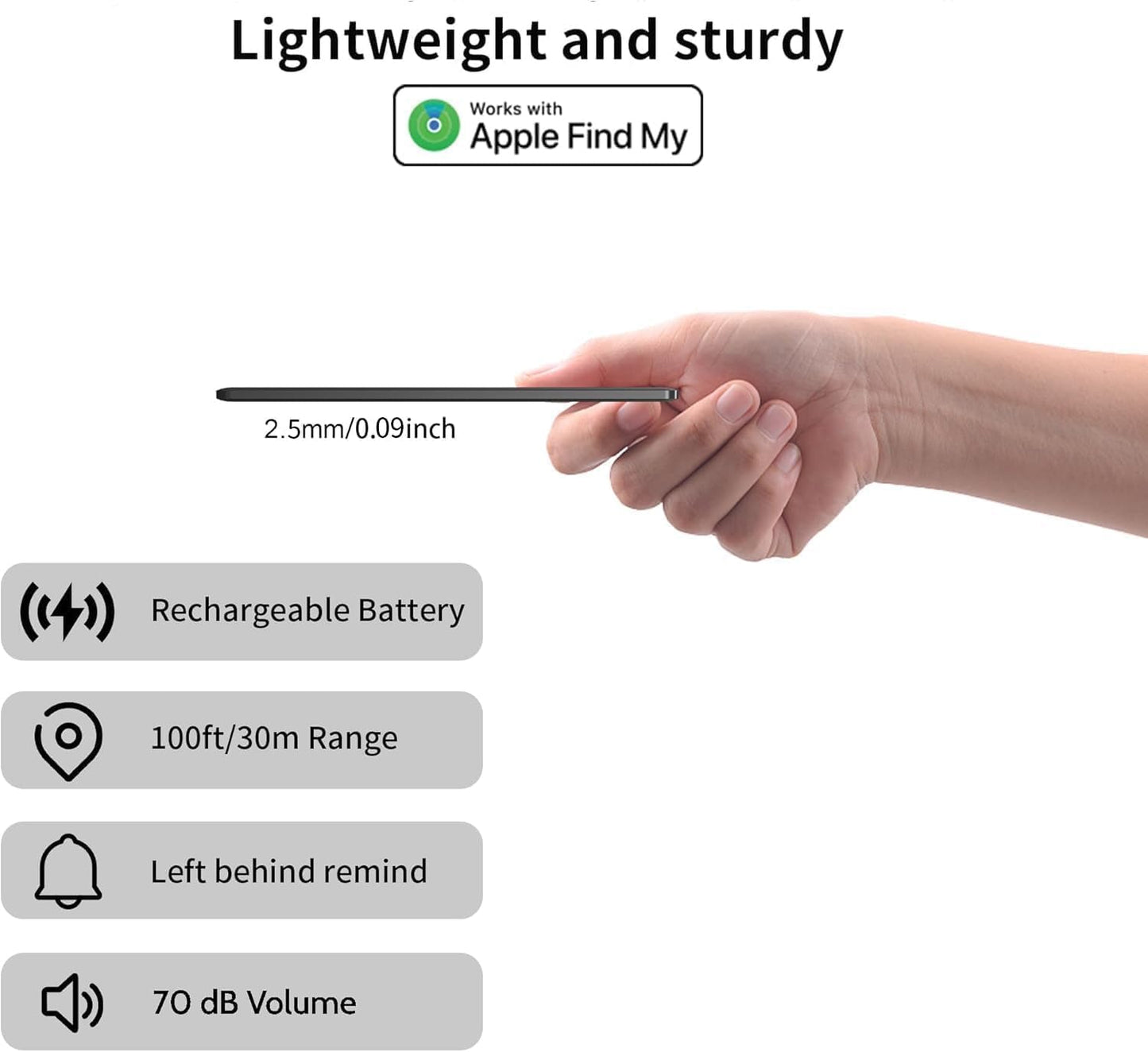 Wallet Tracker Card Rechargeable Air Smart Tag 2 Pack Thin Smart Tracker Card Item Finder for Luggage,Wallet,Passport,Slim Smart Bluetooth Tracker, Work with Apple Find My, iOS Only,IP68 Waterproof