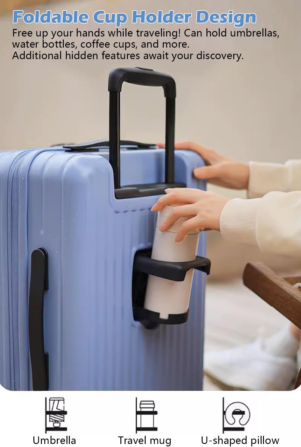 HotWay 24 Inch Expandable Carry On Luggage with Cup Holder, Hardside TSA Approved Luggage with