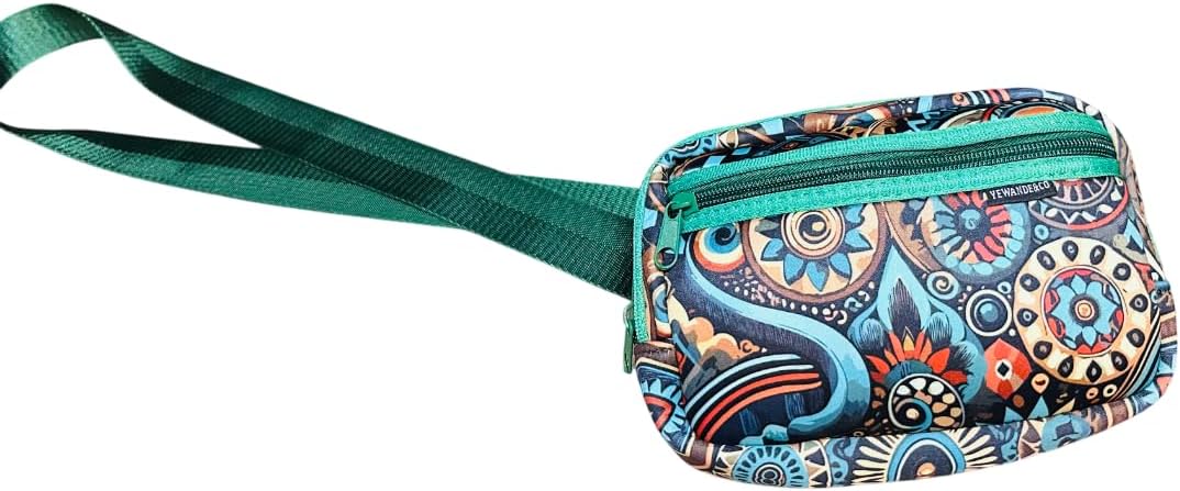Yewande&co Neoprene Fanny Pack Belt Bag – Lightweight Waterproof Waist Bag with Adjustable Strap, 3 Zippered Pockets, Crossbody Belt Bag for Travel, African Design Crossbody Bags (Campfire)