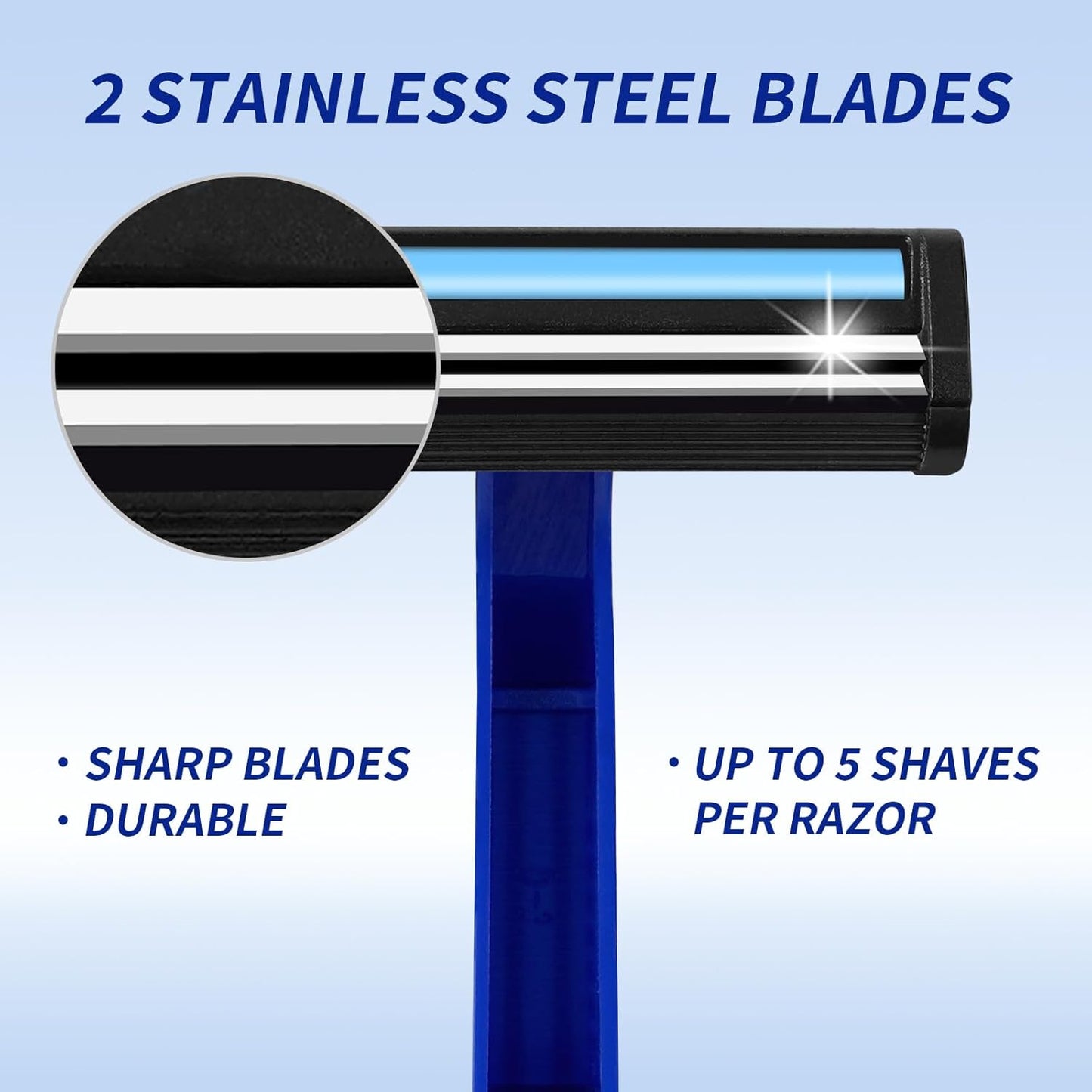 Disposable Razors Bulk for Shave - Mens Bulk Razors for Shaving with Lubricating Strip & 2 Stainless Steel Blades, Multipurpose Portable Supply Razor for Bathing Hotel Travel（300 Count）