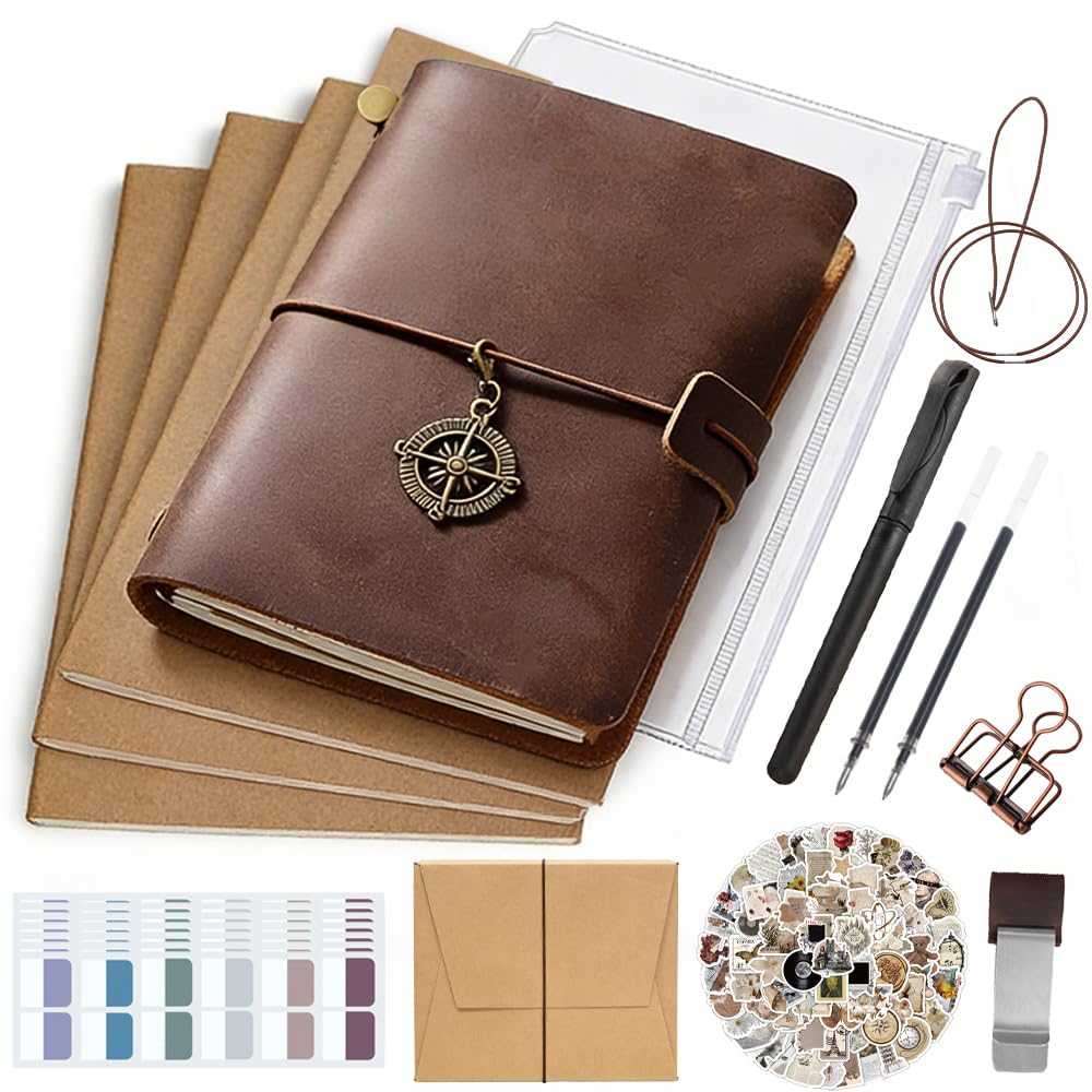 Leather Journal Refillable Notebook Travel Journal Passport Travelers 5.3"