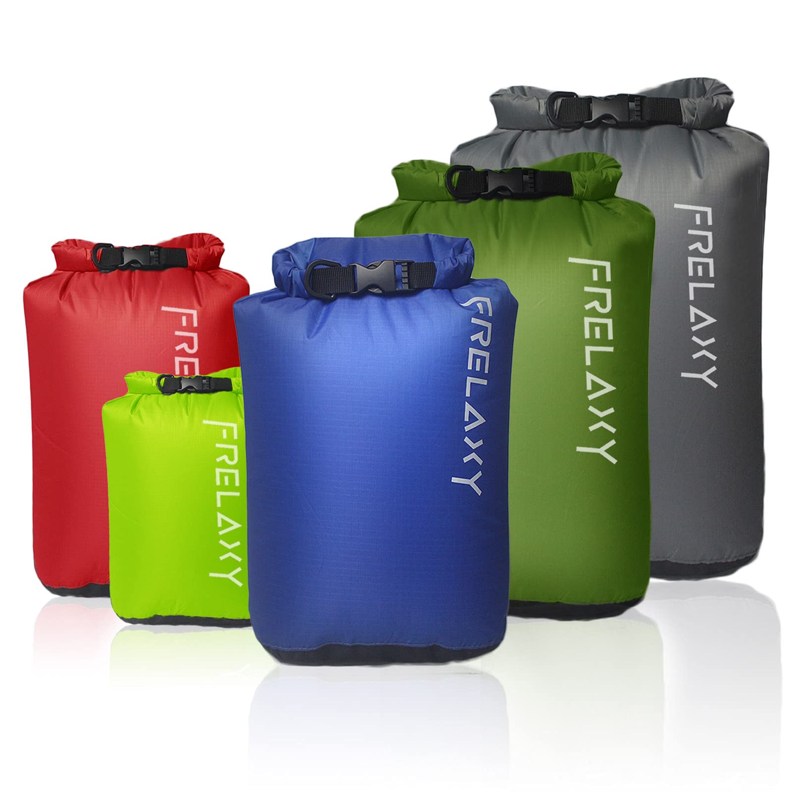 Frelaxy Dry Bag 5 Pack, Ultralight Waterproof Dry Sack for Outdoor Use
