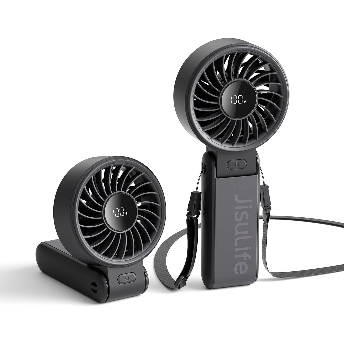 JISULIFE Portable Handheld Fan Life7: 3-in-1 Hand, Desk & Neck Fan-Black