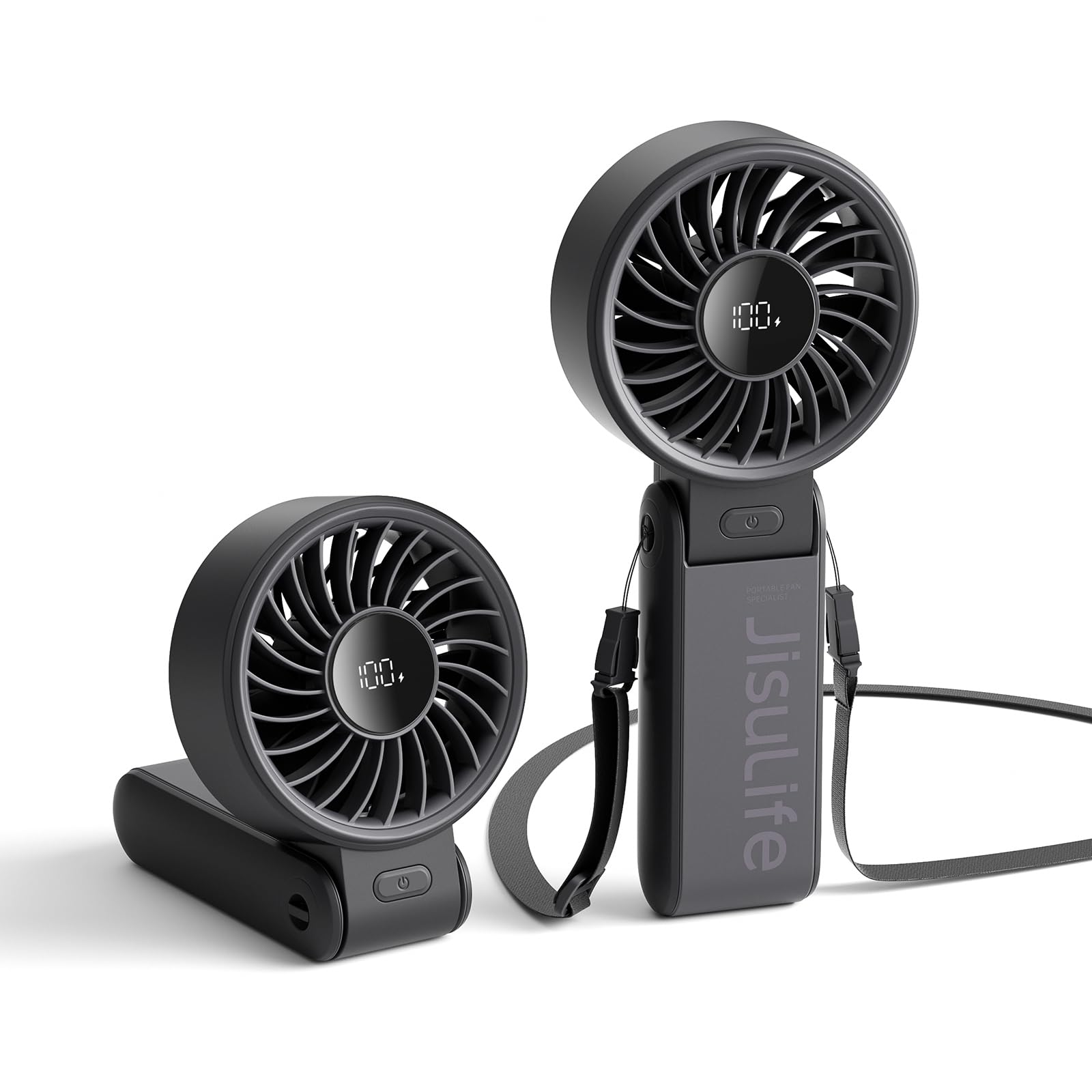 JISULIFE Portable Handheld Fan Life7: 3-in-1 Hand, Desk & Neck Fan-Black