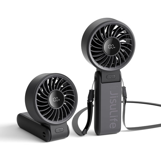 JISULIFE Portable Handheld Fan Life7: 3-in-1 Hand, Desk & Neck Fan-Black