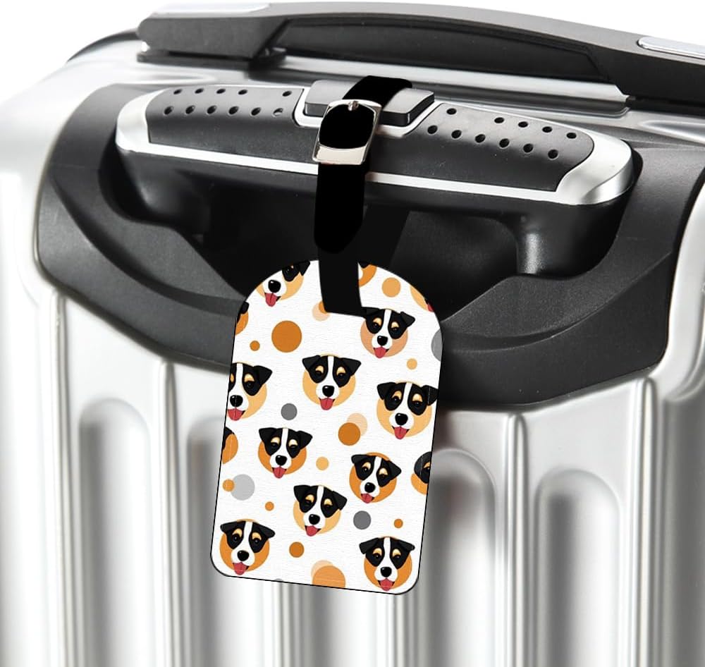 Dog Puppy-Pembroke Welsh Corgi Face Tri-Color Luggage Tag Leather Travel Bag Label Suitcase Luggage ID Tag - 1 pack
