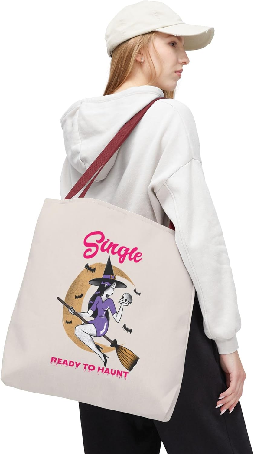 Halloween Tote Bag for Singles, Single and Ready to Haunt, Witchy Tote, Spooky Gift Bag, Fall Vibes, Breakup Gift for her