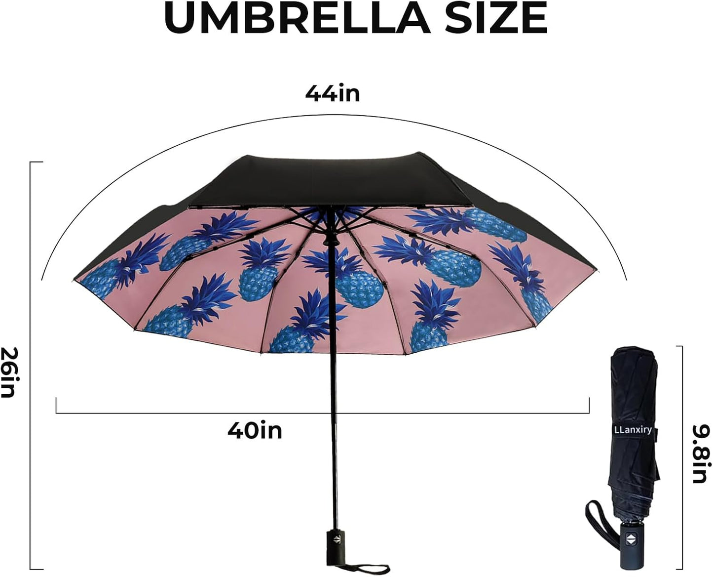 LLanxiry Compact Travel Umbrella, Mini Windproof Umbrellas for Rain & Sun, Small Lightweight Outdoor UV Umbrella, Portable Folding Umbrellas for Travel