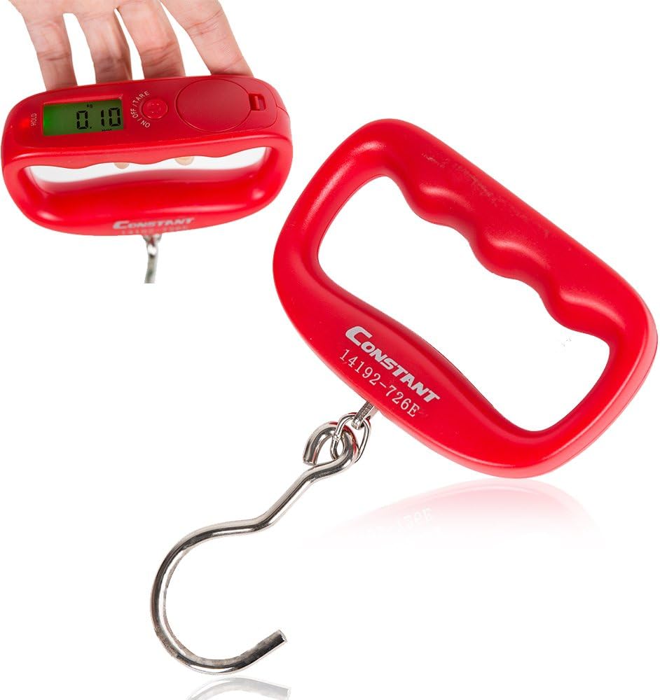 50kg 10g Portable High Precision Smart Electronic Fishing Luggage Scale with LCD Display Backlight,Red