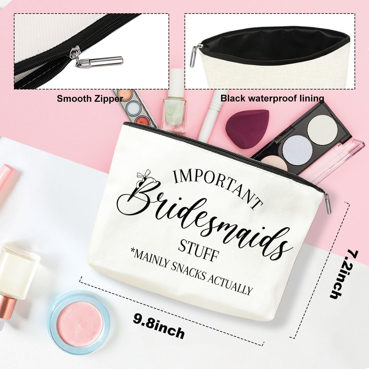 3PCS Wedding Mrs Bridal Shower Gifts Engagement Gifts for Couples Bridal Shower Gifts Wedding Makeup Bag Cosmetic Bag for Women Female Lady Friend Coworker Fiance Gifts Bachelorette Gifts for Bride