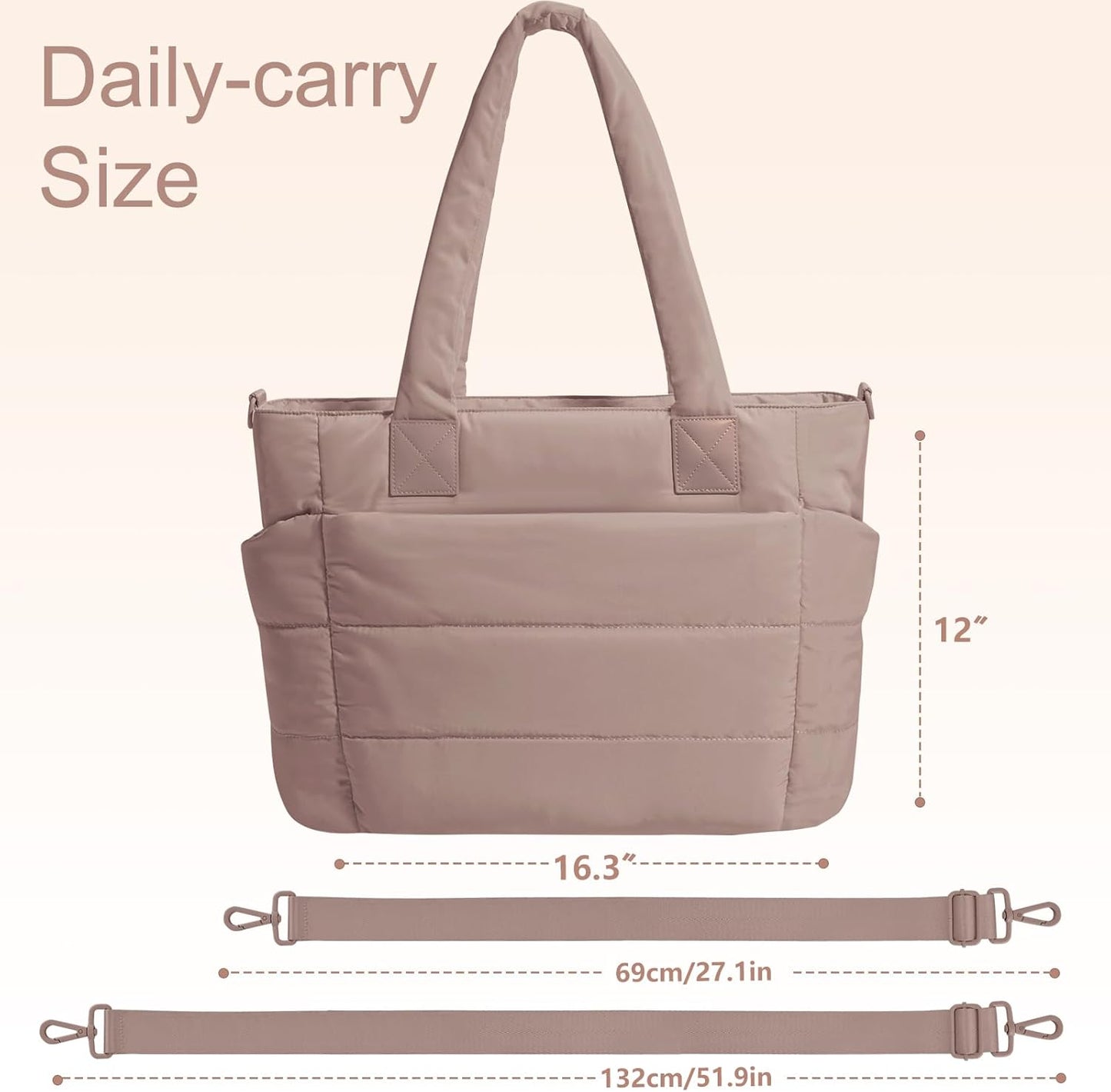 Tote Bag for Women Puffer Tote Bag Large Nurse Bags Shoulder Handbag with Zipper for Work Travel