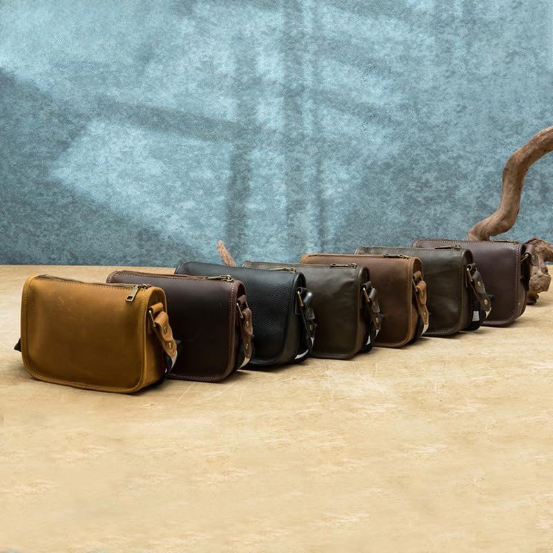 Genuine Leather Vintage Shoulder Bag Crossbody Small Messenger Bag for Men Women Casual Daily Travel Use