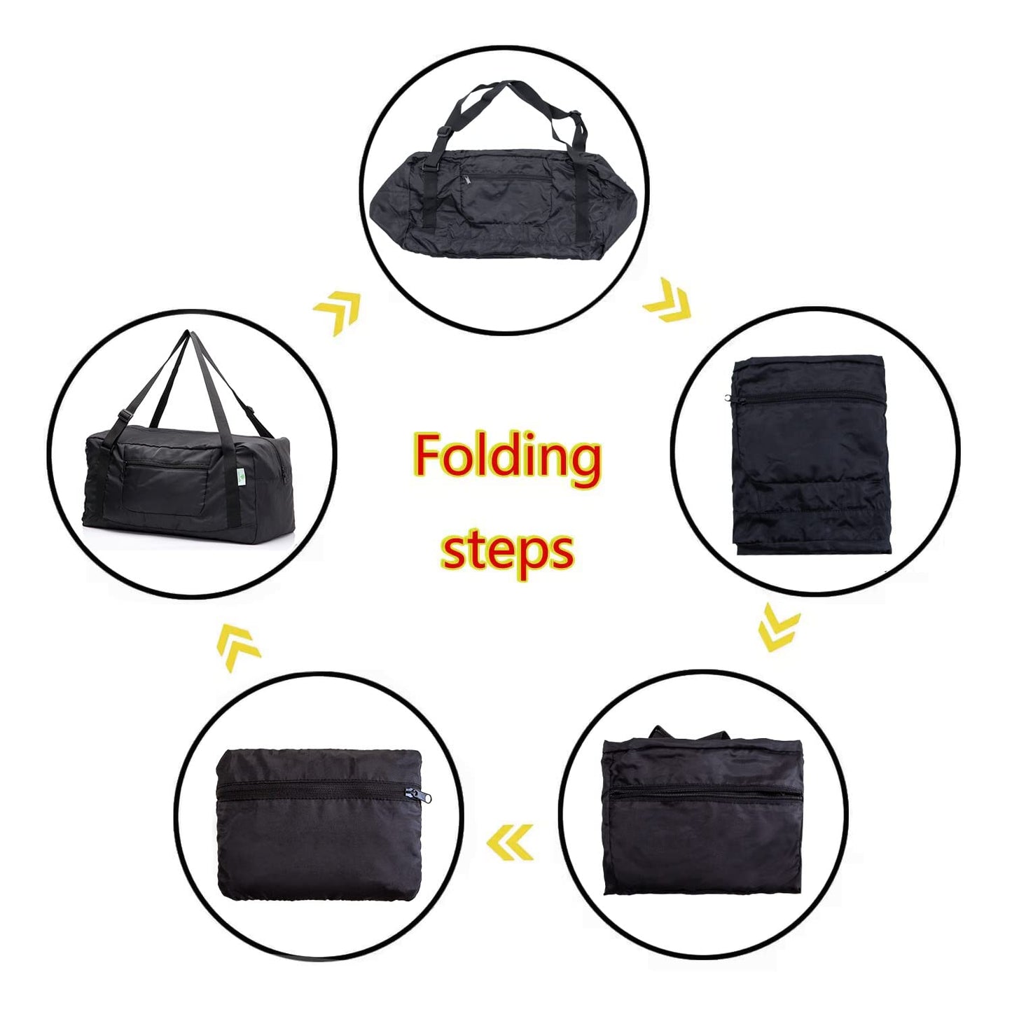 HOLYLUCK Foldable Travel Duffel Bag Luggage for Gym - black