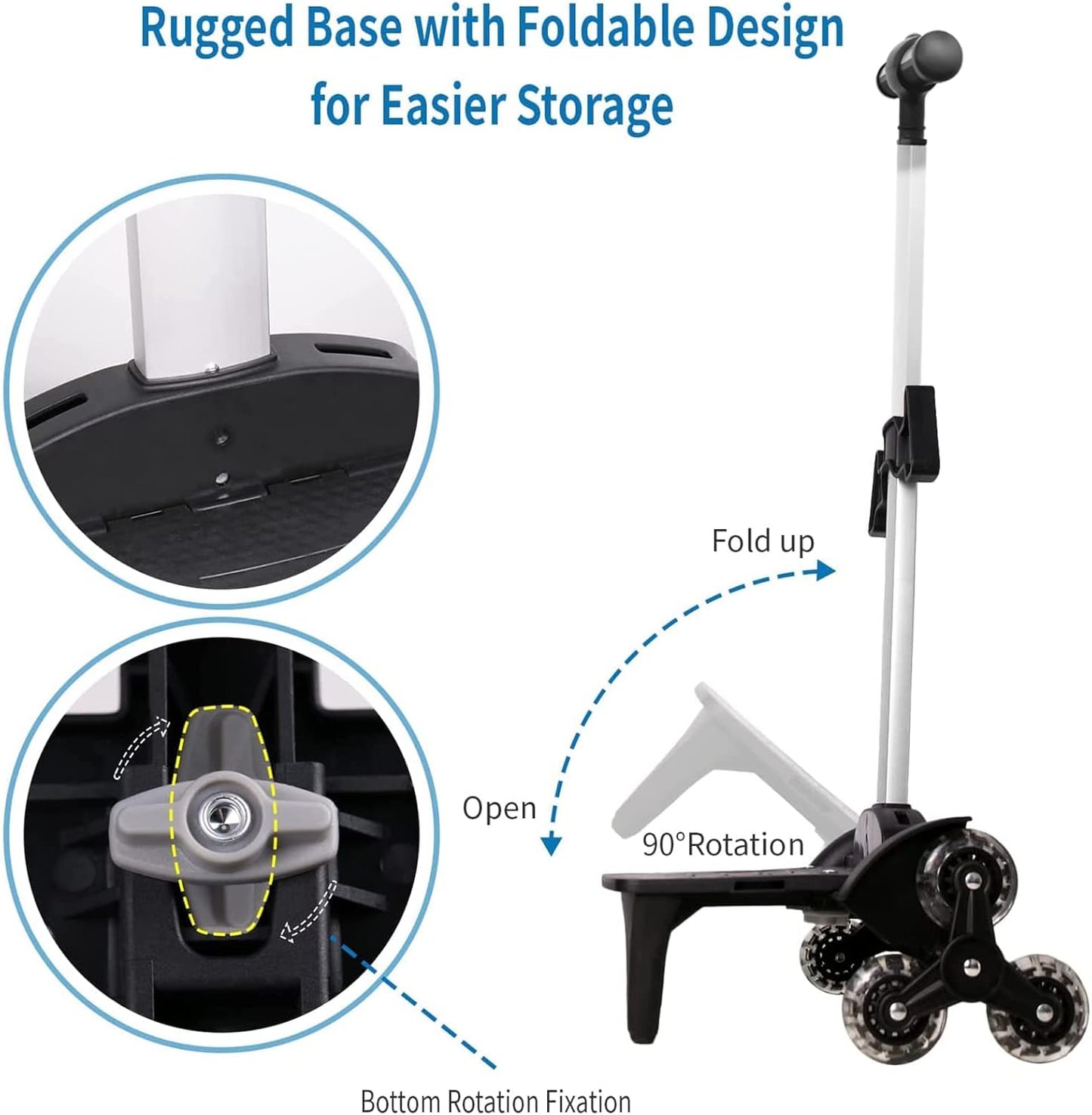 Backpack Trolley, Wheeled Trolley Aluminium Alloy Foldable Hand Cart 6 Wheels Rolling Luggage Carts for Kids Teens Adult School Travel (6 Wheels)