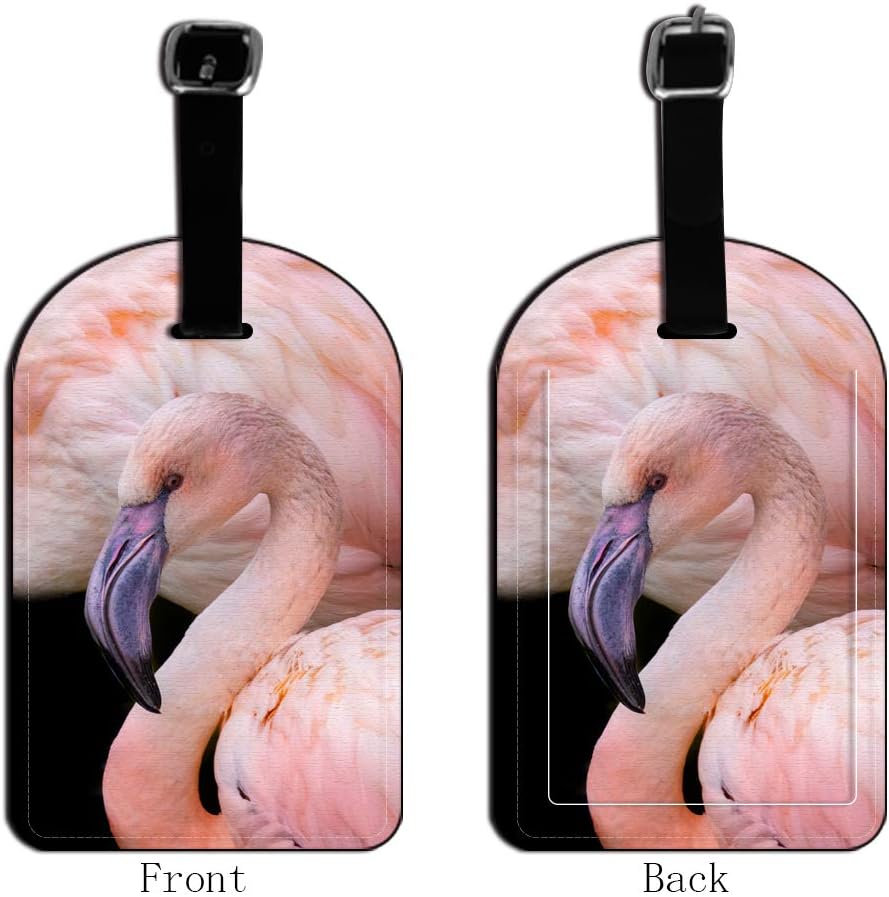 Proud Pink Flamingo Suitcase Bag ID Luggage Tag Set Bag Carry-On ID Luggage Tag Leather Travel Bag Labels