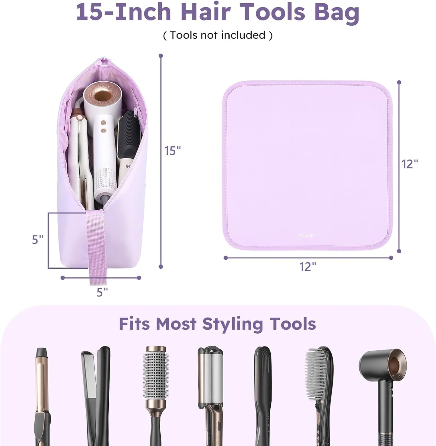 MOKURA Hot Hair Tools Travel Bag with Heat Resistant Mat Removable, Hair Accessories Organizer