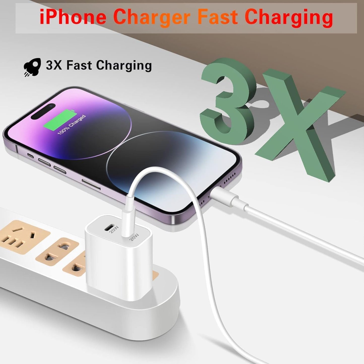 iPhone Fast Charger,Dual Port USB C iPhone Charger Fast Charging [Apple MFi Certified] 2Pack 2in1 Adapter Quick Apple Chargers 6FT Lightning Cable for iPhone 14 Pro Max/13 Pro/12 Mini/11Pro/XS/XR/X/SE