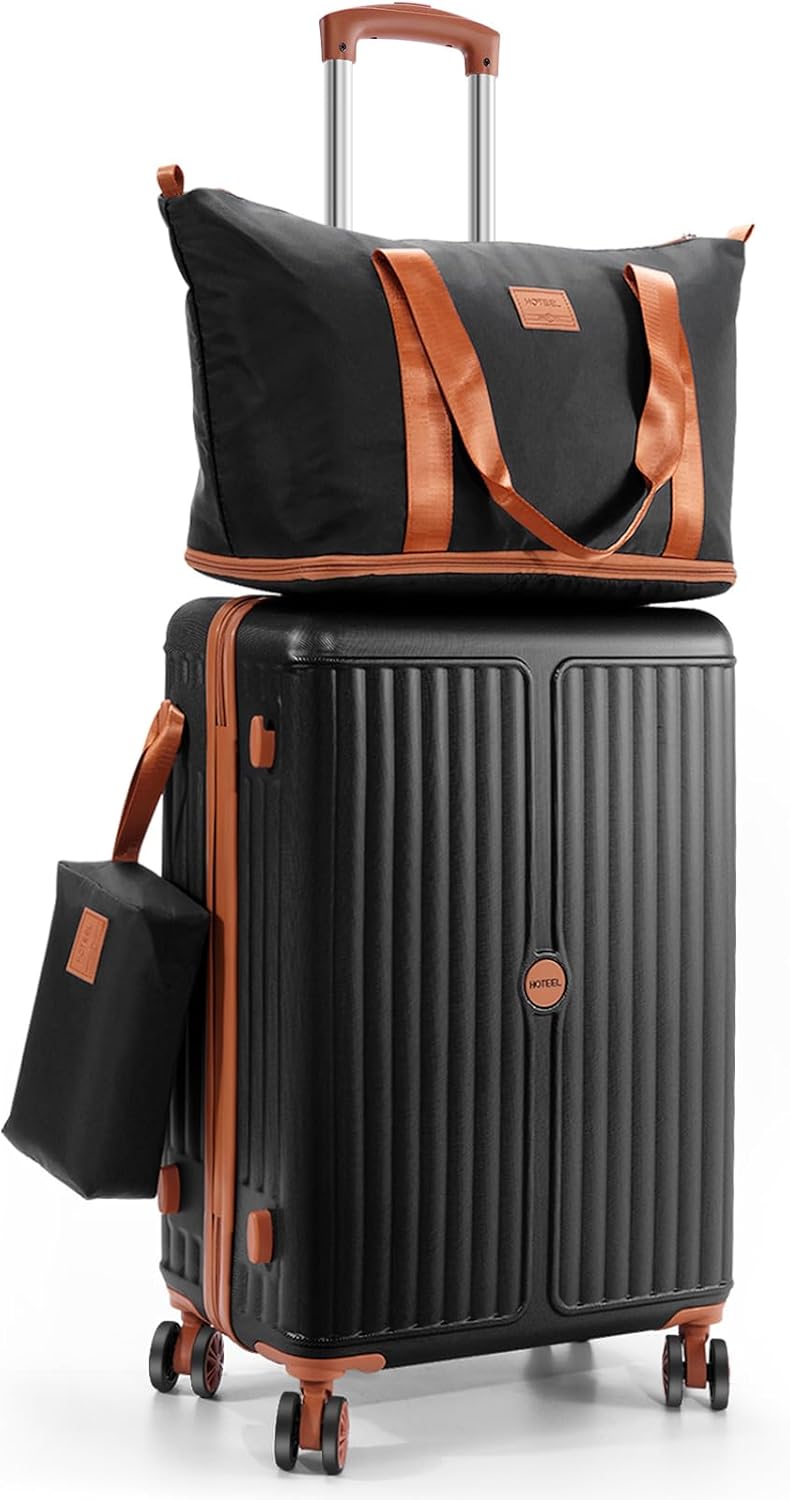 Hoteel Luggage Set 3-Piece, 4-Year Limited Warranty,Suitcases with Wheels,ABS PC Hardshell Suitcase, TSA Lock, Including Waterproof Luggage Bag, Travel Maletas for Men & Women,Black