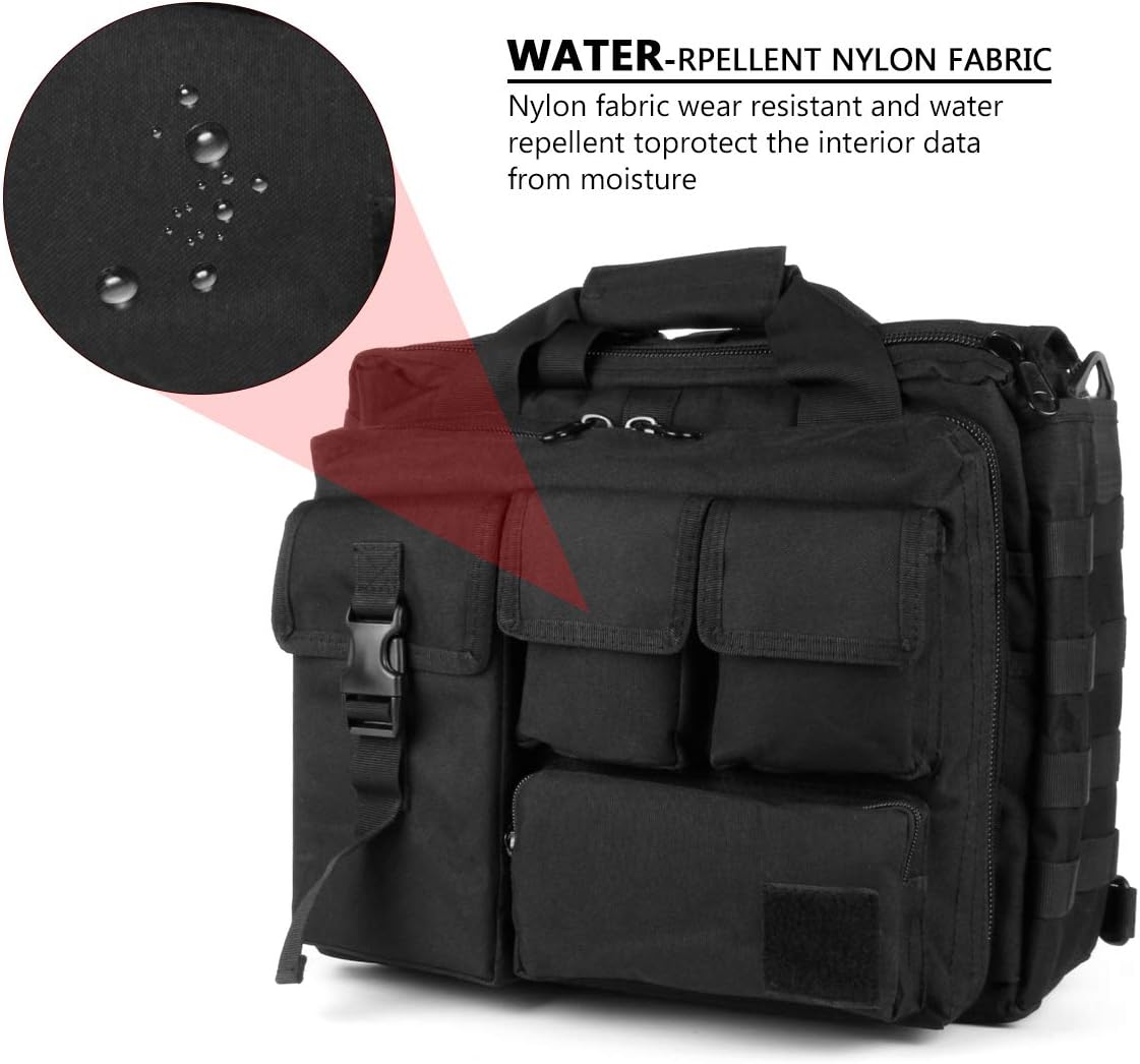 GES Tactical Briefcase, 17.3 Inch Men's Messenger Bag Military Briefcase for Men,Black