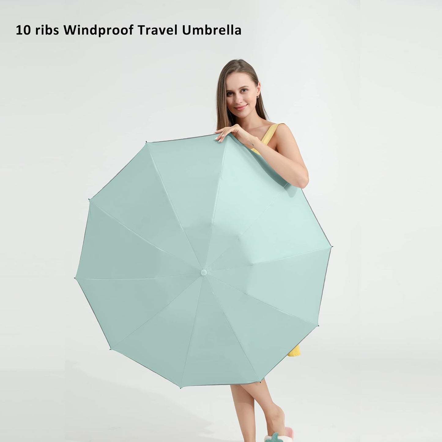 BAODINI Inverted UV Umbrella for Rain and Sun Medium Size UPF 50+ Rverse Compact Umbrella Auto Open Close