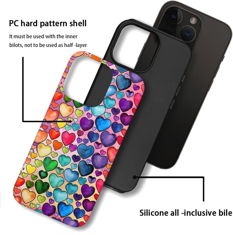 SEized Case Compatible with for iPhone 16 Pro,Colorful Heart Lovely Cute Pink Phone Case for Girl Women Boy Men,Durable Protection Phone Case for iPhone 16 Pro