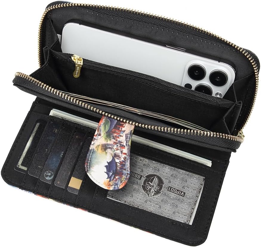 Women Wallet Card RFID For Womens Holder Blocking Credit Small Zipper Purse Pocket Bifold Slim Coin ID Ladies Wristlet Clutch Large Capacity Window Case Travel Zip Women's