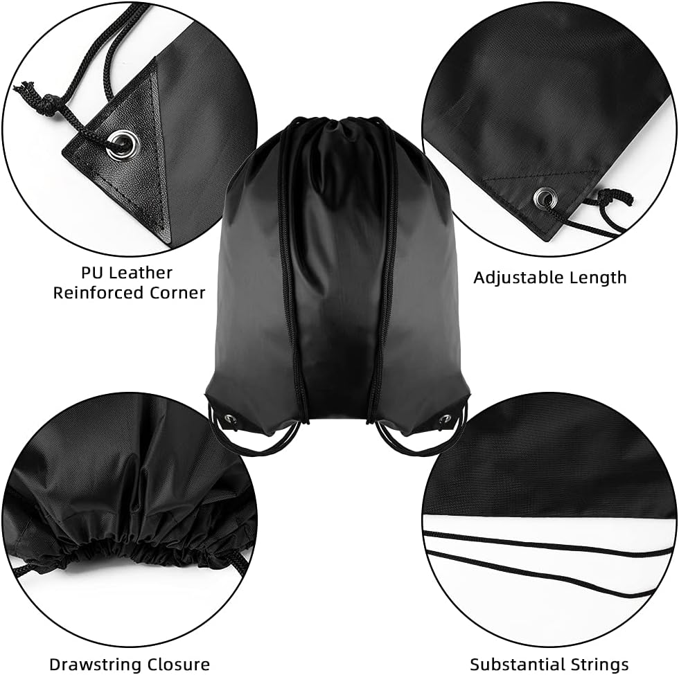 GoodtoU Drawstring Bags Bulk, 20 Pcs Draw String Bags Cinch Bag Drawstring Gym Bag Sackpack Draw string Backpack for Women Men, Black