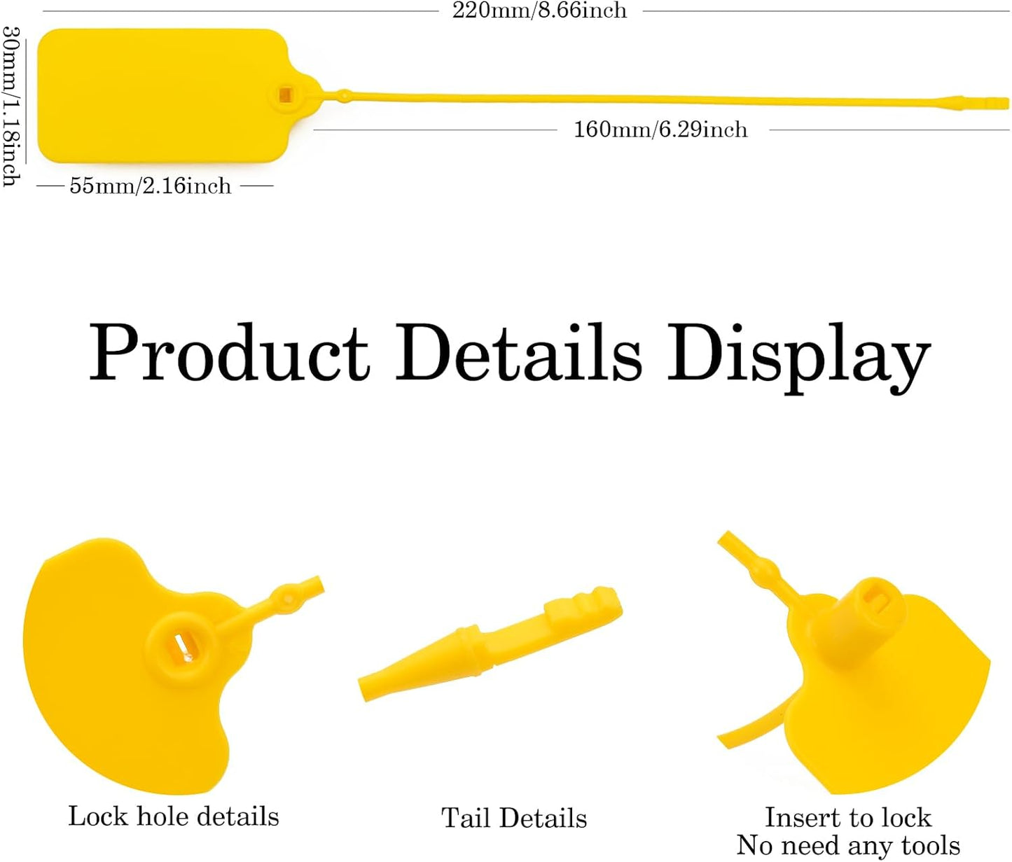 50pcs Luggage Tags Plastic Seals Shipping Label Logistics Use Sign Tie, Sealing Storage Multi Purpose Name ID Tag with Marker for Backpack, Schoolbag, Car Key (Yellow)